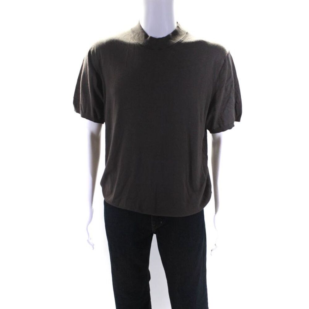 Truth Men's Round Neck Short Sleeves Pullover Sweater Brown Size L
